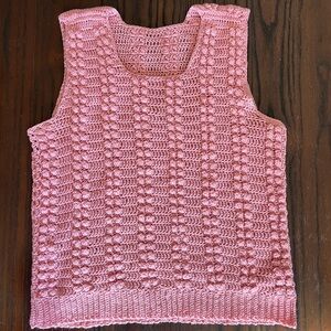 Handmade Pink Crochet Vest Pullover Top